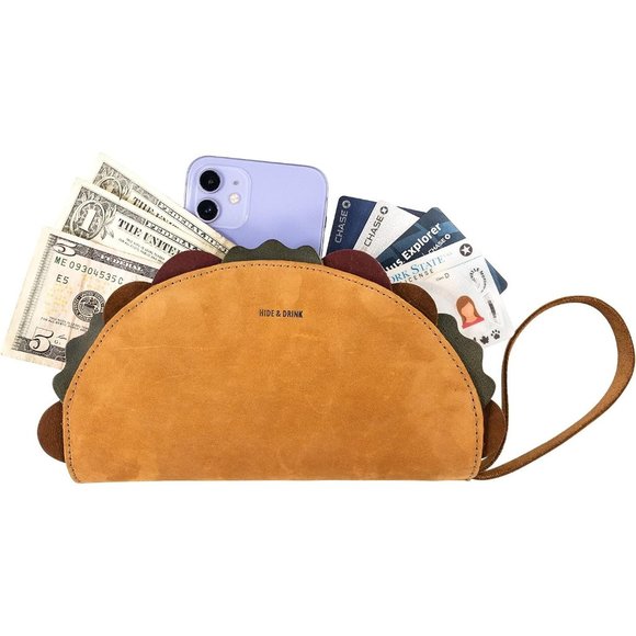 Hide & Drink, Leather Multipurpose Taco Shape Wallet, Make Up Organizer, Cash Ho - Picture 3 of 6